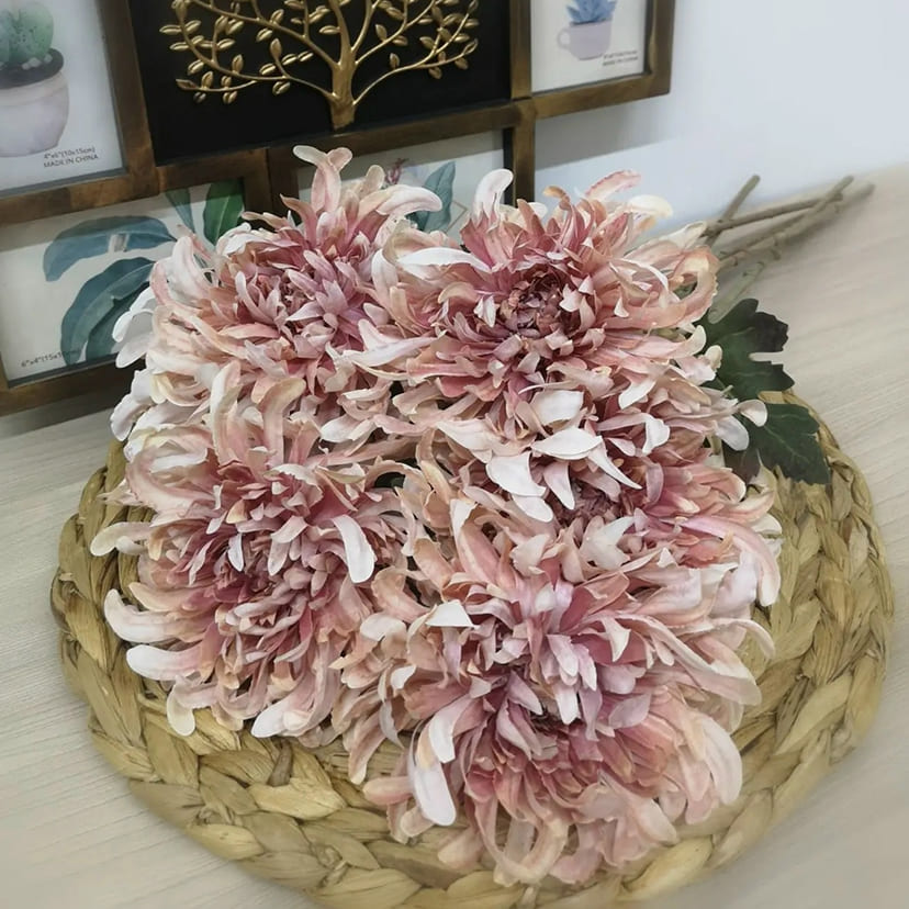 Искусственные цветы в Томске | Цветок искусственный «Хризантема», персиково-розовая, одиночный