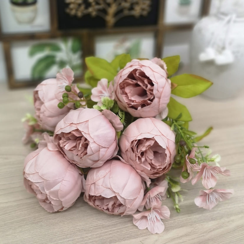 Искусственные цветы в Томске | Цветы искусственные «Пионы», розовый, винтаж, букет