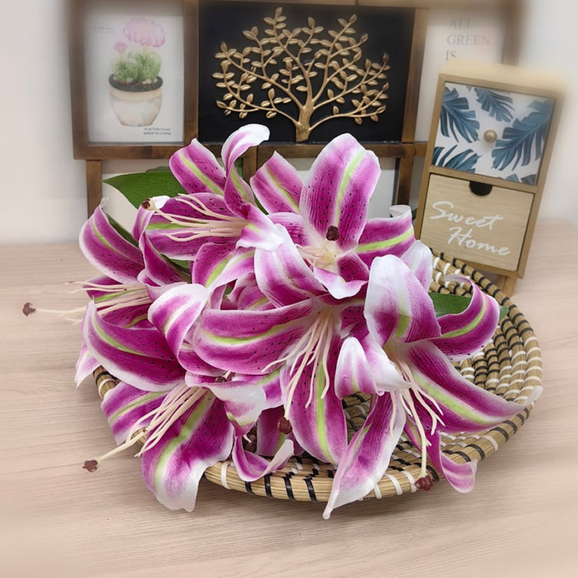 Искусственные цветы в Томске | Цветы искусственные «Лилии крупные», розово-сиреневые, букет