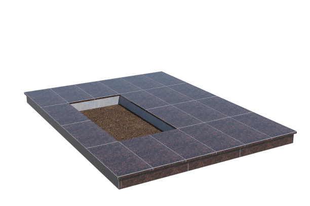 Площадки на могилу в Томске | Площадка с вертикальной (10 см) облицовкой Дымовским гранитом (под цветник)