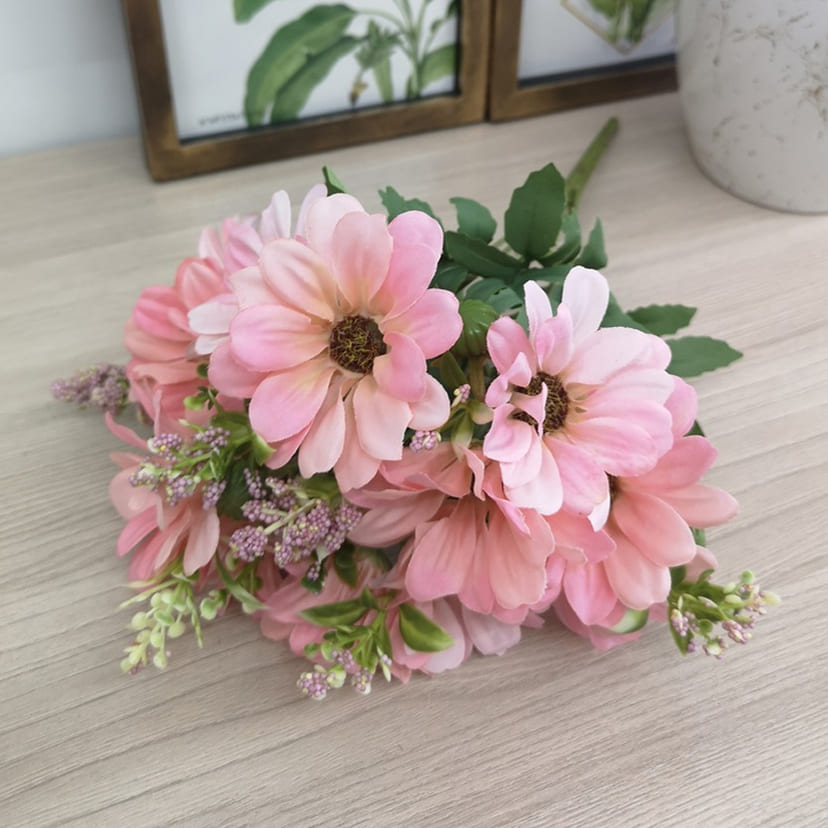 Искусственные цветы в Томске | Цветы искусственные «Ромашки с бутонами», розовые, букет