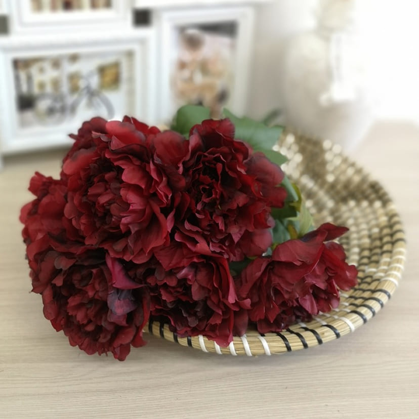 Искусственные цветы в Томске | Цветы искусственные «Пионы», бордовые, букет