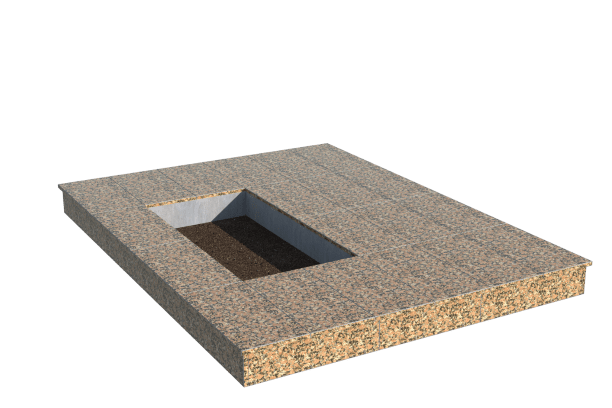 Площадки на могилу в Томске | Площадка с вертикальной (15 см) облицовкой Южно-султаевским гранитом (под цветник)