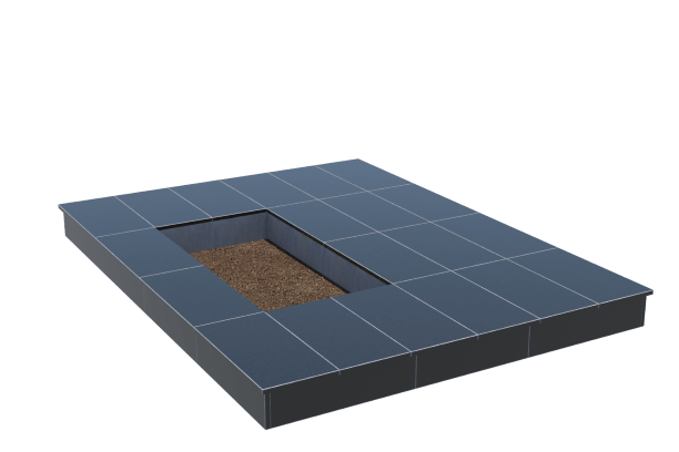 Площадки на могилу в Томске | Площадка с вертикальной (15 см) облицовкой гранитом Габбро (под цветник)