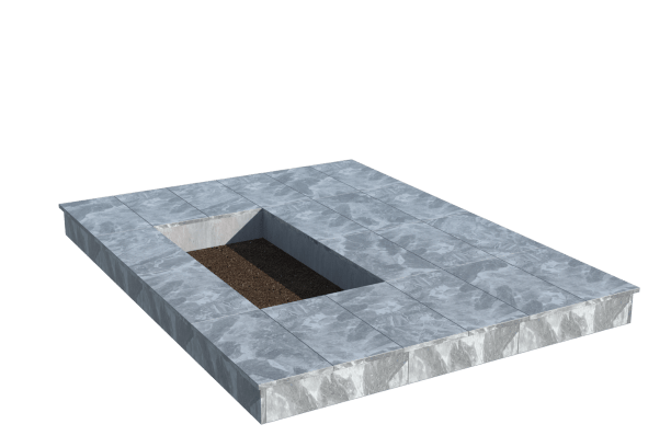 Площадки на могилу в Томске | Площадка с вертикальной (15 см) мраморной облицовкой (под цветник)