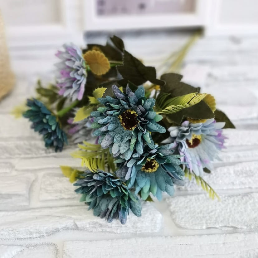 Искусственные цветы в Томске | Цветы искусственные «Ромашки», фиолетово-голубые, букет