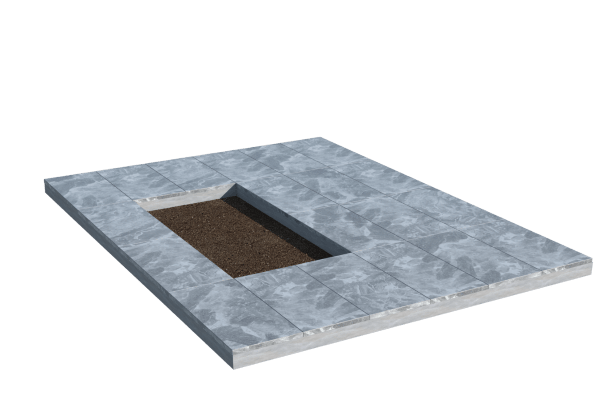 Площадки на могилу в Томске | Площадка с мраморной облицовкой (под цветник)