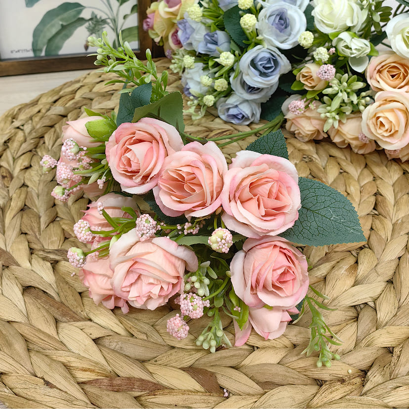 Искусственные цветы в Томске | Цветы искусственные «Розы», нежно-розовые, букет