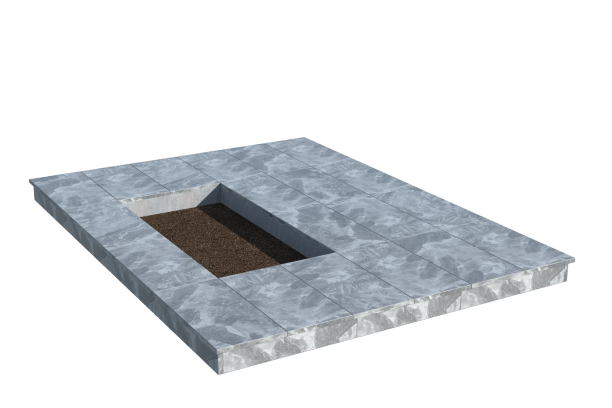 Площадки на могилу в Томске | Площадка с вертикальной (10 см) мраморной облицовкой (под цветник)