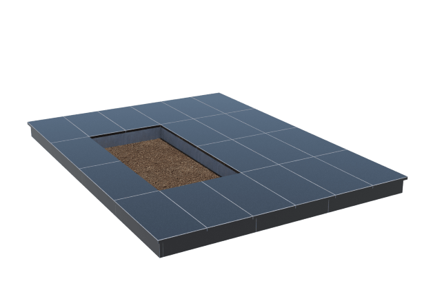 Площадки на могилу в Томске | Площадка с вертикальной (10 см) облицовкой гранитом Габбро (под цветник)