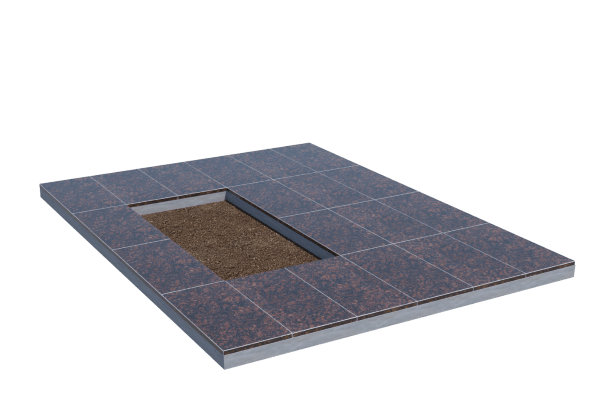 Площадки на могилу в Томске | Площадка с облицовкой Дымовским гранитом (под цветник)